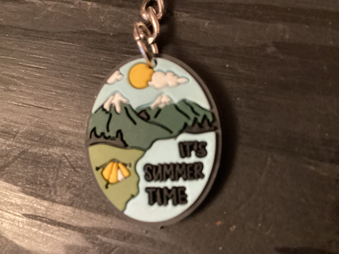 It's Summer Time Rubber Circle Keychain