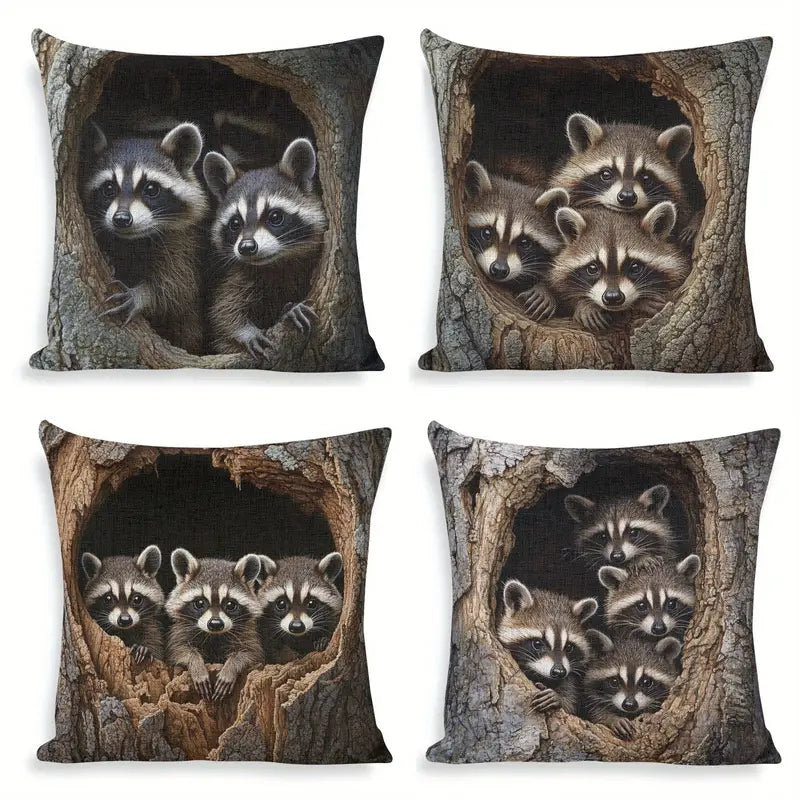 Raccoons in Tree Pillows