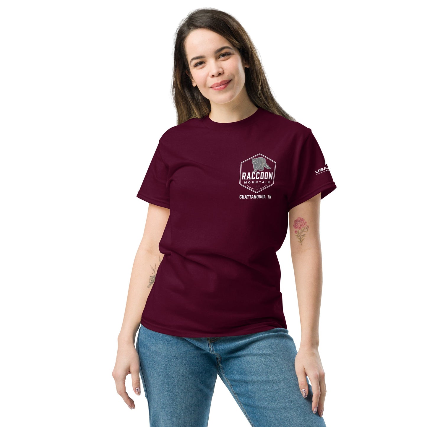 Raccoon Mountain Logo (Front & Back) Unisex T-Shirt