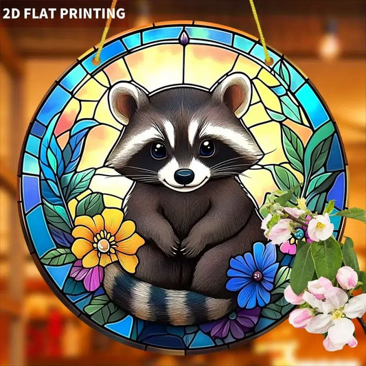 Raccoon Faux Stained Glass Acrylic Sun Catcher