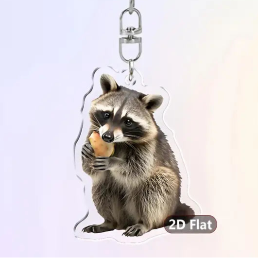 Raccoon Eating Acrylic Keychain
