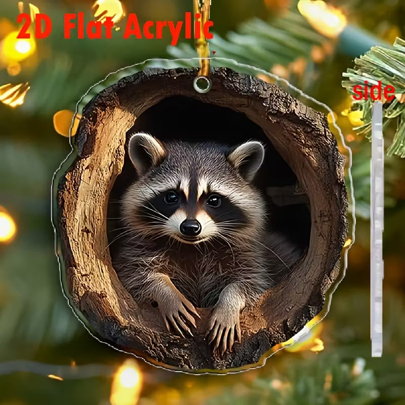 Raccoon in Tree Ornament