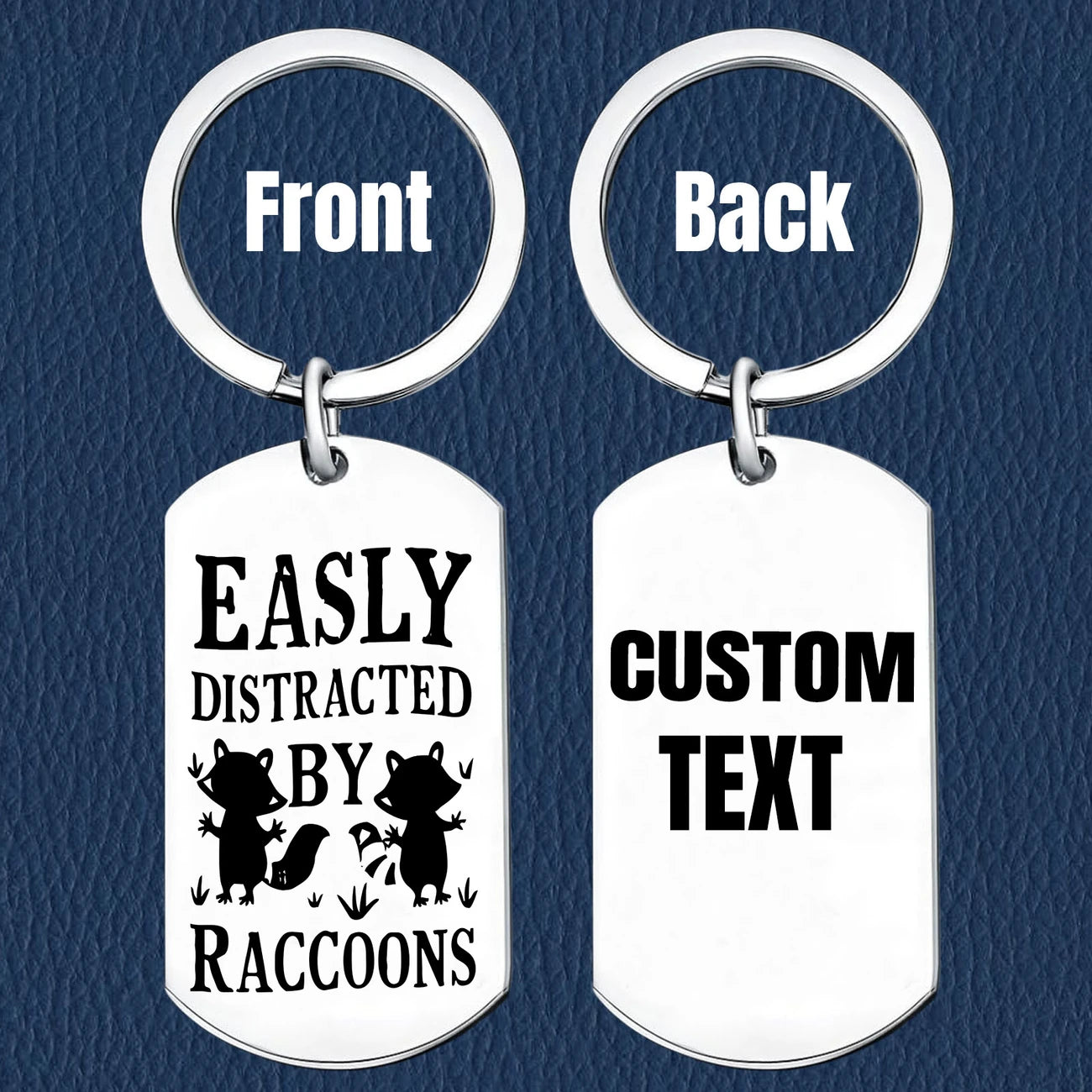 Easily Distracted by Raccoons Metal Keychain
