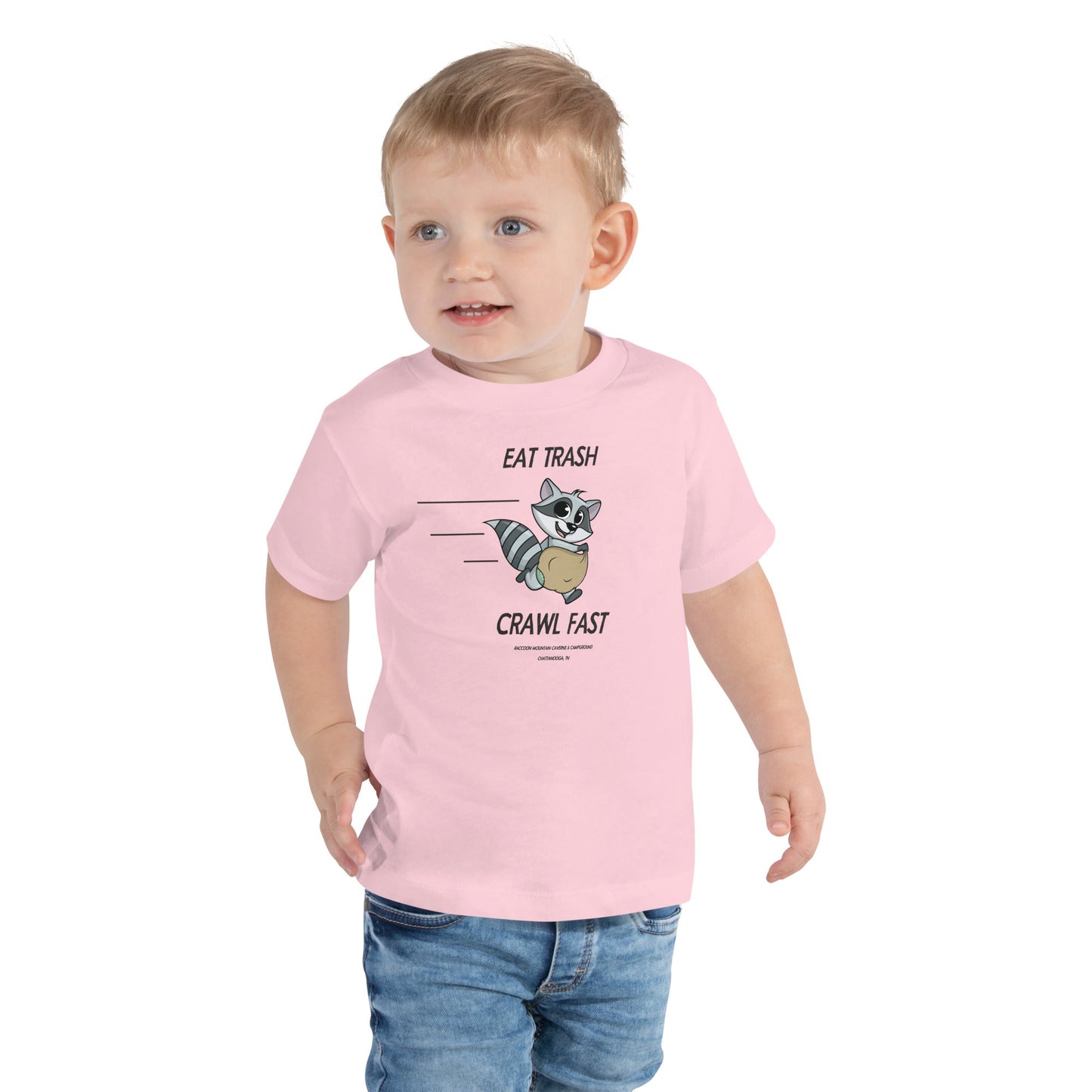 Eat Trash Crawl Fast Toddler Tee Raccoon Mountain Caverns & Campground