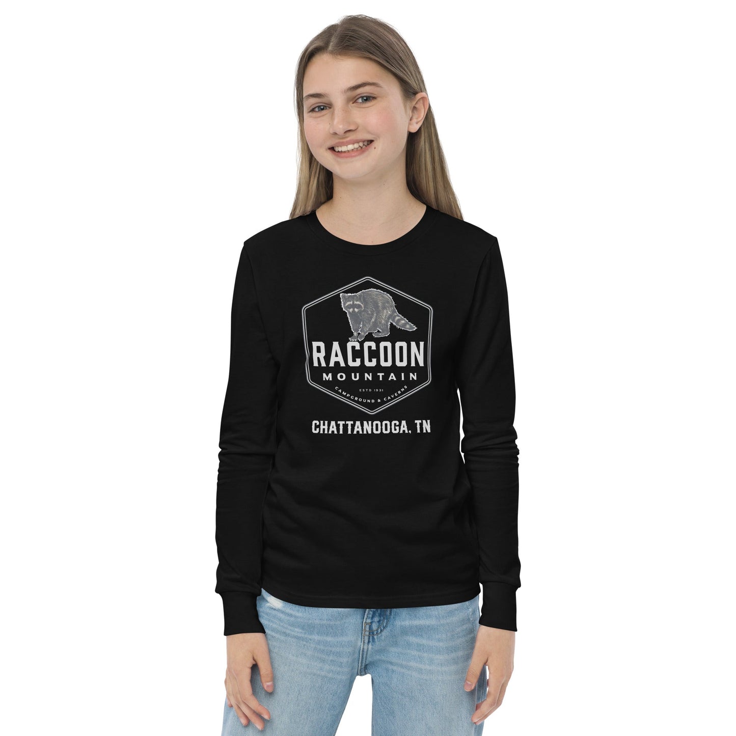 Raccoon Mountain Caverns Logo Youth Long Sleeve T-Shirt