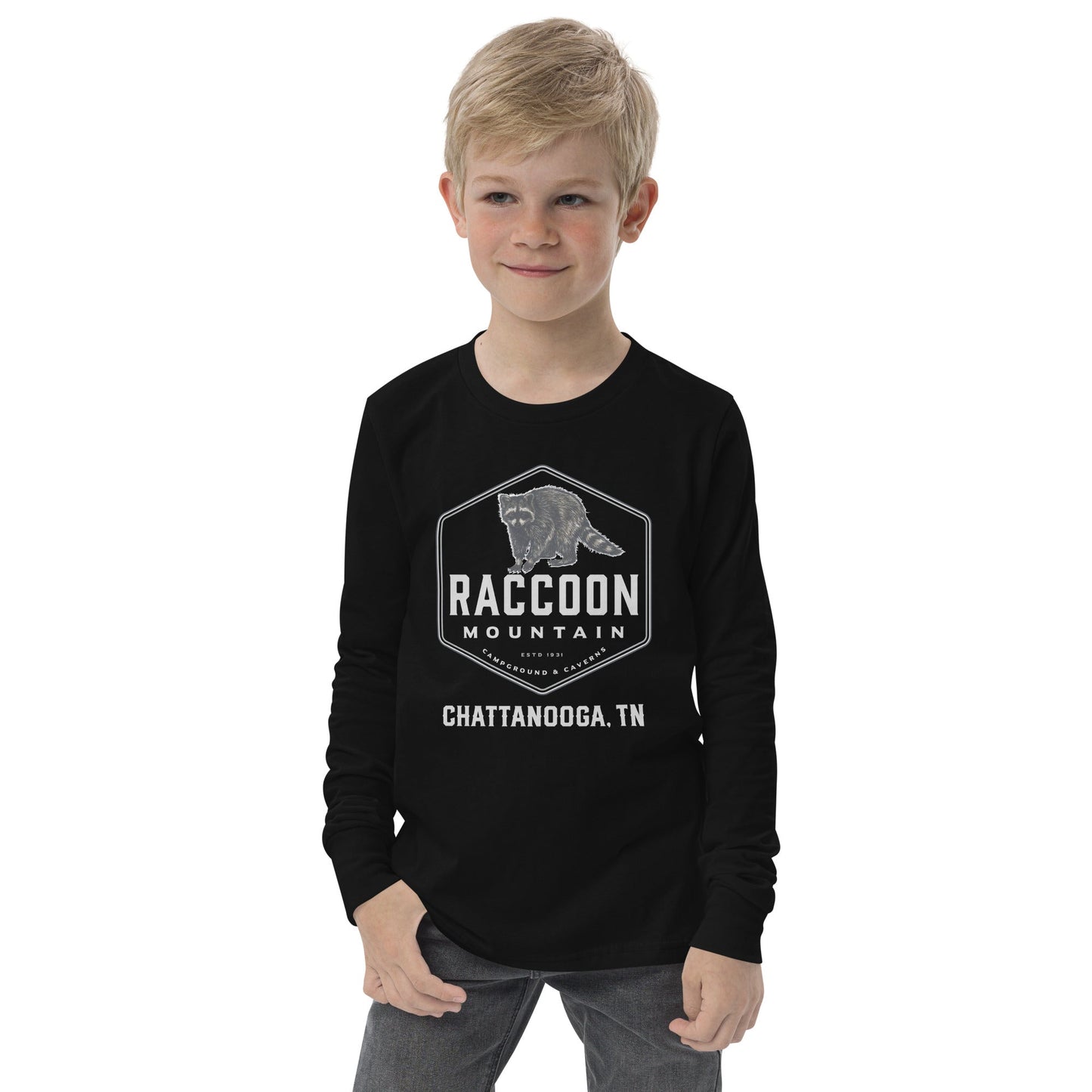 Raccoon Mountain Caverns Logo Youth Long Sleeve T-Shirt