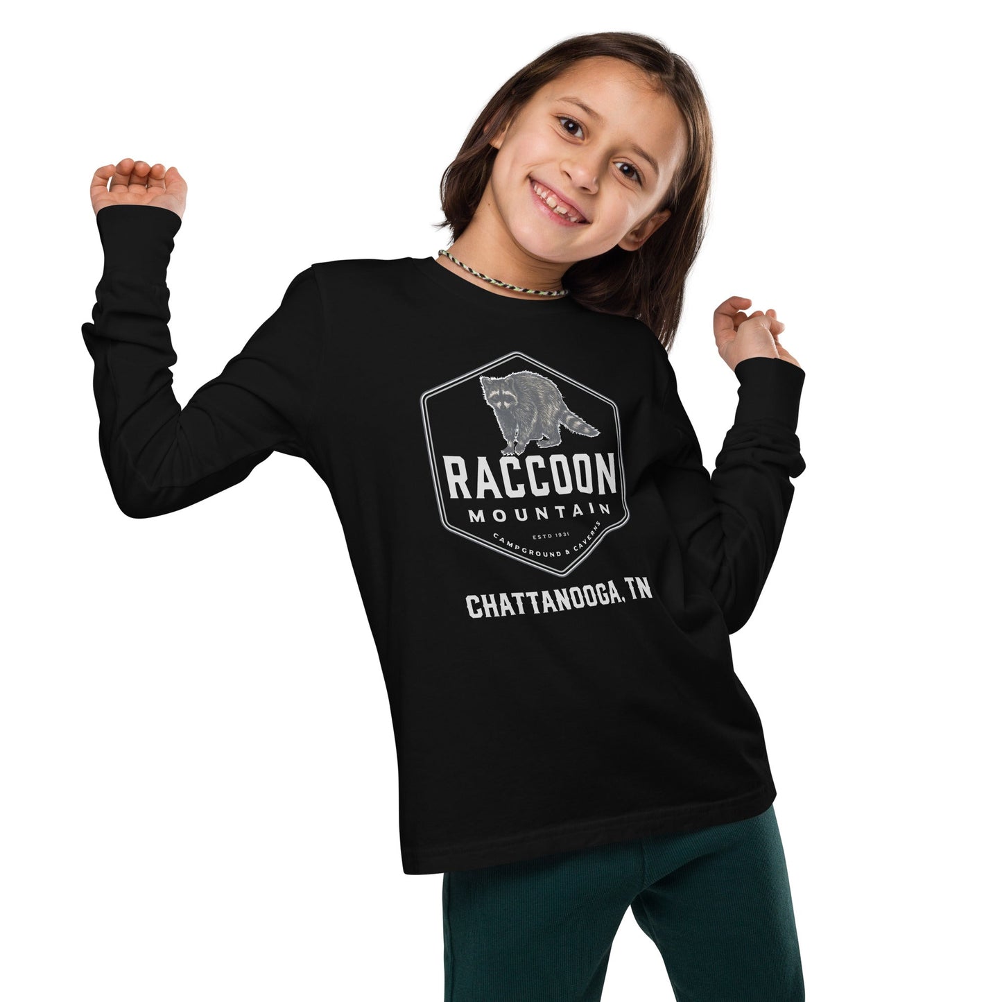 Raccoon Mountain Caverns Logo Youth Long Sleeve T-Shirt