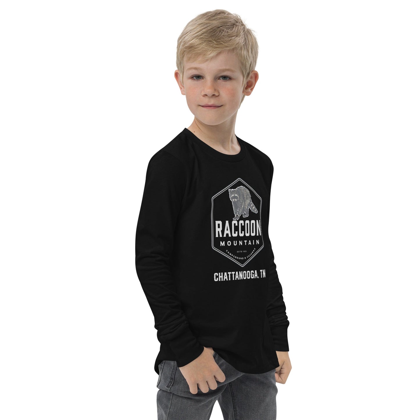 Raccoon Mountain Caverns Logo Youth Long Sleeve T-Shirt